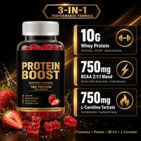 Gummies protéinés en gros 10g saveur fraise sans sucre marque privée OEM