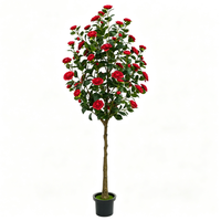 Plante artificielle de rose rouge en pot, arbre de rose artificiel de haute qualité, écologique, décoration intérieure persistante pour mariage, Noël, salon