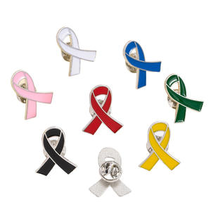 Spille in Metallo per la Sensibilizzazione sul Cancro al Seno, Combattimento Contro AIDS HIV, Spille con Nastro Rosso e Rosa - Product Image 5