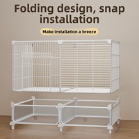 Cage pour cochon d'Inde et lapin, design grand espace, nettoyage automatique des déchets, structure en acier inoxydable, taille moyenne, villa de luxe pour la maison