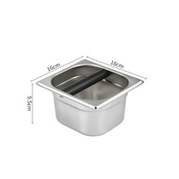 Boîte à café en acier inoxydable, bac à déchets pour expresso, conteneur intégré avec barre en caoutchouc pour la maison, le café, l'utilisation en restaurant