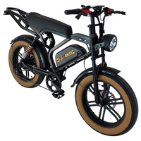 Vélo de montagne électrique à pneus larges 20 pouces, batterie lithium-ion 48V, moteur sans balais 1000W, vélo électrique tout-terrain pour adultes, deux roues