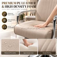 Chaise de barbier confortable, chaise de salon inclinable, chaise de coiffure réglable hydrauliquement avec base ronde stable pour salon professionnel