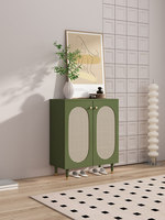 Meuble à chaussures en osier grande capacité, unité d'entrée murale pour usage domestique, étagère à chaussures de hall intégrée style luxe léger