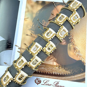 CH-LHB1303 Bonita Pulsera <span class=keywords><strong>de</strong></span> Cuentas Ajustable con Dijes <span class=keywords><strong>de</strong></span> San <span class=keywords><strong>Benito</strong></span>/<span class=keywords><strong>Cruz</strong></span>/Corazón Bañada en Oro, Venta al por Mayor, Pulsera Religiosa con Dijes - Product Image 1