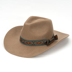 Chapeau de cowboy <span class=keywords><strong>Euro</strong></span>-Américain <span class=keywords><strong>à</strong></span> bord incurvé en 100 % laine australienne avec nœud rétro pour fêtes en plein air, voyages et hiver – Bonnet en feutre - Product Image 4