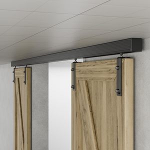 96 "/8ft Trần Núi Hộp đường sắt Barn Door phần cứng Heavy Duty trượt Barn Door theo dõi, hợp kim nhôm Kit cho cửa đôi - Product Image 1