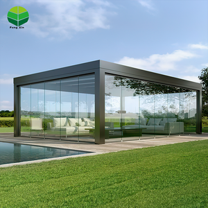Pérgola Bioclimática de Aluminio Moderna para Exteriores, con Techo de Láminas Motorizadas, Personalizable, con Panel Eléctrico Impermeable, 3x3, 4x4 - Product Image 6
