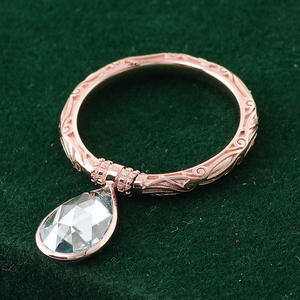 Bague de fiançailles en or 14 carats avec gravure de motif floral, VVS, forme poire, pour femme, cadeau de fête, bijoux fins - Product Image 5