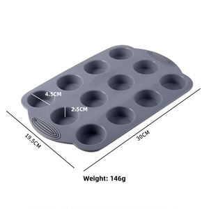 Moldes de <span class=keywords><strong>silicona</strong></span> redondos de 12 tazas familiares para <span class=keywords><strong>magdalenas</strong></span>, <span class=keywords><strong>magdalenas</strong></span>, galletas, pasteles, bandeja para hornear, utensilios para hornear antiadherentes para el horno - Product Image 2