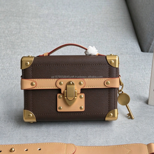 Bolsos de Mano Tipo Baúl Vintage para Mujer, de Cuero Genuino, con Cierre Abierto, Logotipo Personalizado, Baúl de Lujo - Product Image 1