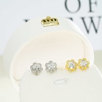 925 Sterling Silber Blumen form Iced Out Ohr stecker Klassischer Stil Moissan ite Schmuck 18 Karat/24 Karat Gold Rhodiniert Party Geschenk