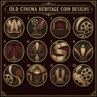 Pièce de monnaie commémorative personnalisée en métal, style Art Déco, avec relief 3D, thème Cinéma Ancien Héritage, avec boîte en velours de luxe, sans MOQ, vente en gros