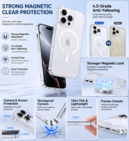 Coque de téléphone antichoc magnétique transparente anti-jaunissement de niveau 4.5, anti-traces de doigts, fine, en TPU+PC rigide pour la série