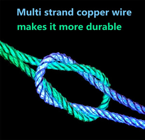 Câble de données USB C lumineux <span class=keywords><strong>RGB</strong></span> 66W, charge rapide 6A, gaine en nylon en cuivre pur, câble lumineux intelligent pour téléphone portable et ordinateur - Product Image 3