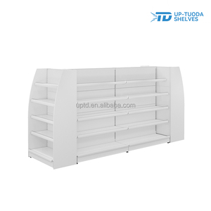 Góndola de <span class=keywords><strong>Farmacia</strong></span> de Alta Resistencia con Panel Trasero Ranurado de Doble Cara, Plataformas de Madera Contrachapada de 6 Niveles y Soportes de Etiquetas Acrílicas - Product Image 2