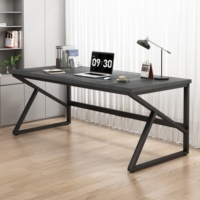 Dernier style moderne 1.8m Chêne gris foncé K-Foot Bureau d'ordinateur Source Usine Bois + Métal Table de bureau de jeu creuse