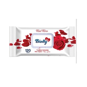 Lingettes humides Biolly 120 pièces - Rose rouge - Product Image 1