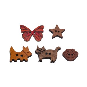 Botones de Madera con Diseño de Cachorro y Gatito de Dibujos Animados, Accesorios de Joyería Ecológicos para Manualidades - Product Image 5