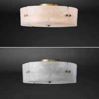 Plafonnier rond de style luxueux en cuivre pour couloir, balcon, chambre à coucher, lumière en verre