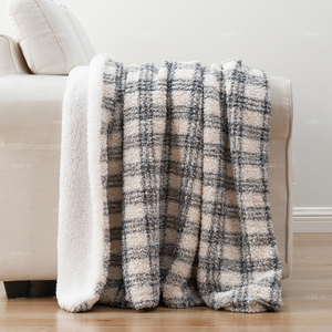 <span class=keywords><strong>Plaid</strong></span> réversible en <span class=keywords><strong>sherpa</strong></span> bouclé à carreaux Buffalo gris <span class=keywords><strong>beige</strong></span>, double face, chaud et douillet, en polaire Teddy - Product Image 6