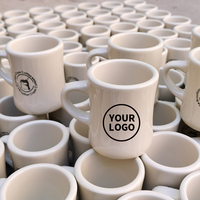 Tasse à thé et à lait en grès blanc de 12 oz, personnalisable avec logo, à double paroi, en céramique, pour cadeaux promotionnels - Vente en gros