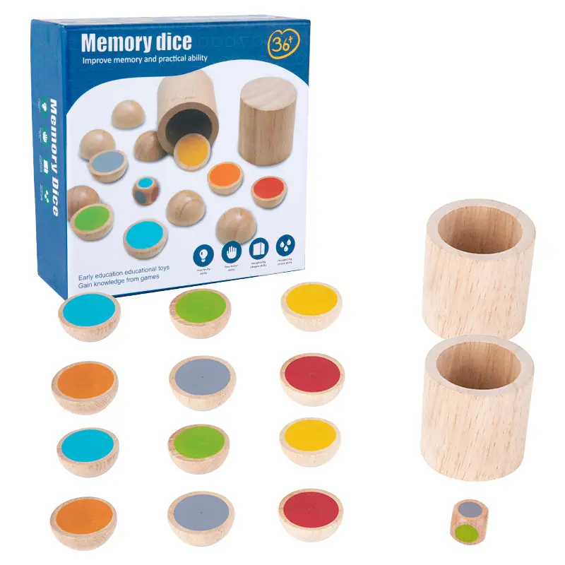 2022 heiß verkaufte Kinder Eltern interaktives Brettspiel Farbgedächtnis Würfel Cup Spiel Montessori Holz spielzeug