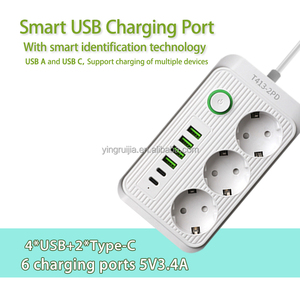 ปลั๊กไฟยุโรป3ช่องพร้อมพอร์ต USB 6ช่องสายต่อ3ช่องพร้อม USB และ Type-C ปลั๊กไฟยุโรป - Product Image 5