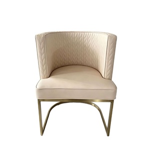 Fauteuil d'appoint de salon 2026 beige à coutures verticales, avec cadre doré, et fauteuil de technicien ajustable assorti pour salon de manucure et spa - Product Image 5