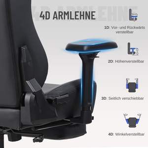 Silla de Juego para Computadora en Oferta, Silla Ergonómica para Videojuegos y Oficina con Reposapiés, Tapizada en Tela Negra - Product Image 3