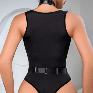 2025 nouvelles femmes Sexy fermeture éclair ensemble de sous-vêtements maille transparente collier suspendu vêtements serrés avec décoration à paillettes et trou - Product Image 6