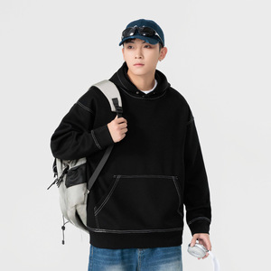Sudadera con Capucha Estilo Americano, Antiarrugas, Manga Raglán, con Bolsillo, para Hombre, Otoño Invierno, Marca de Moda, Alta Gama, Holgada, Lisa - Product Image 1