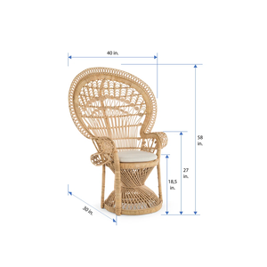 <span class=keywords><strong>Fauteuil</strong></span> rembourré Bali Pari, style bohème moderne, en rotin naturel, dossier évasé, style bohème, <span class=keywords><strong>fauteuil</strong></span> d'appoint tissé en forme de paon, pour salon - Product Image 6