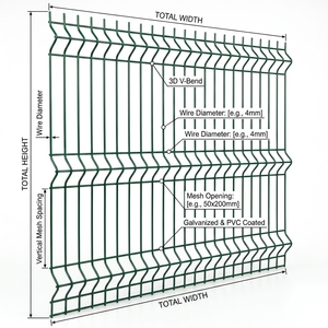 Système de clôture 3D de 1,53 m de hauteur avec courbures en W, fil de 5,0 mm galvanisé à chaud, facilement assemblable avec poteau - Product Image 2