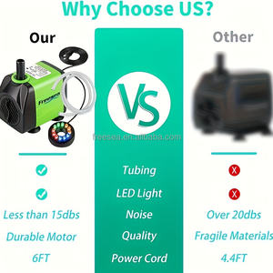 फ्रीसिया समायोज्य 10 डब्ल्यू 160gph सबमर्सिबल एक्वेरियम पंप के साथ एलईडी लाइट 3.3फीट प्लास्टिक ट्यूबिंग के साथ - Product Image 5