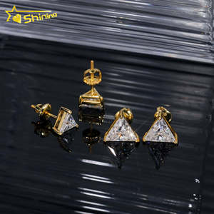 <span class=keywords><strong>Orecchini</strong></span> a Perno Trendy in <span class=keywords><strong>Argento</strong></span> S925 Placcato Oro con Moissanite Triangolare per Uomo e Donna - Product Image 4