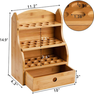 Étagère de rangement de bureau en bambou à 4 niveaux avec tiroir pour organiser les rouges à lèvres, les huiles essentielles et les vernis à ongles - Product Image 1