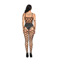 Lingerie érotique transparente style filet de pêche, Body une pièce grande taille, Sous-vêtements sexy pour femme
