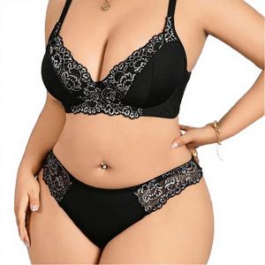 Conjunto de sujetador sexy de talla grande sin aros, acolchado, push-up, de corte alto, copa completa, sin costuras, cómodo, transpirable y ecológico. - Product Image 3