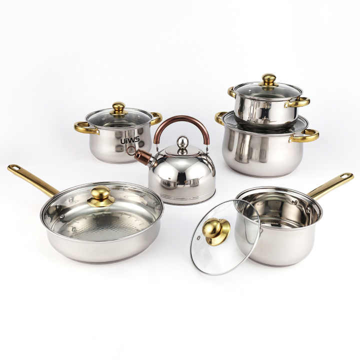 ステンレス鋼調理器具セット5層鋼二重底調理鍋セット12個 
