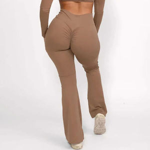 Leggings de yoga évasés taille haute pour femme en Spandex/Polyester, respirants, extensibles dans les quatre sens, pour le fitness, le Pilates et les entraînements en salle de sport, coupe large - Product Image 2
