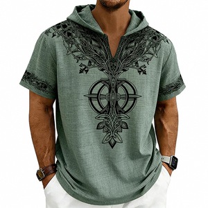 <span class=keywords><strong>Camiseta</strong></span> con Capucha de Poliéster Estampada para Hombre, Nueva Colección de Verano, Holgada y Transpirable - Product Image 2