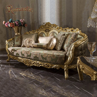 Ensemble de canapés en tissu classique doré de style royal européen, vente chaude, antique, de haute qualité, ensemble complet de canapés pour salon