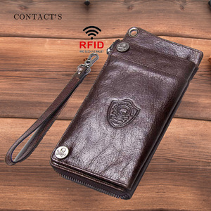 2025 <span class=keywords><strong>noir</strong></span> ange multi-fonctionnel décontracté tendance hommes portefeuille en cuir de vachette avec dragonne en cuir véritable pochette - Product Image 3