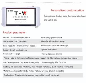Impresora de Inyección de Tinta Inteligente TIJ, Impresora de Banda Flexible, Máximo 6 Boquillas, Codificación Automática de Etiquetas, Papel, Cartón, Bolsas de Plástico - Product Image 2