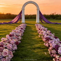 Nouvelle décoration de mariage de haute qualité, boule de fleurs en soie violette, rangée artificielle, fond de scène de table, arche, décorations de plafond