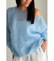 Pulls amples populaires en mohair et viscose de luxe, tricotés finement, à col rond, pour femmes, vente en gros