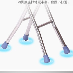 Xuhaode Stainless Steel Cane Stool <b>With</b> Red <b>Seat</b> Foldable For Elderly Support - Product Image 3
