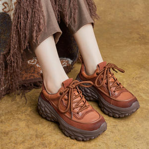 Nouvelles Bottines Chukka en Cuir à Lacets pour Femme, Plateforme Cheville, Légères et Confortables pour la Marche, Style Décontracté - Product Image 2