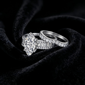 Luxury Marquise Cut 3ct White Gold Colour <b>Iced</b> Out Promise <b>Ring</b> in Silver - Product Image 1